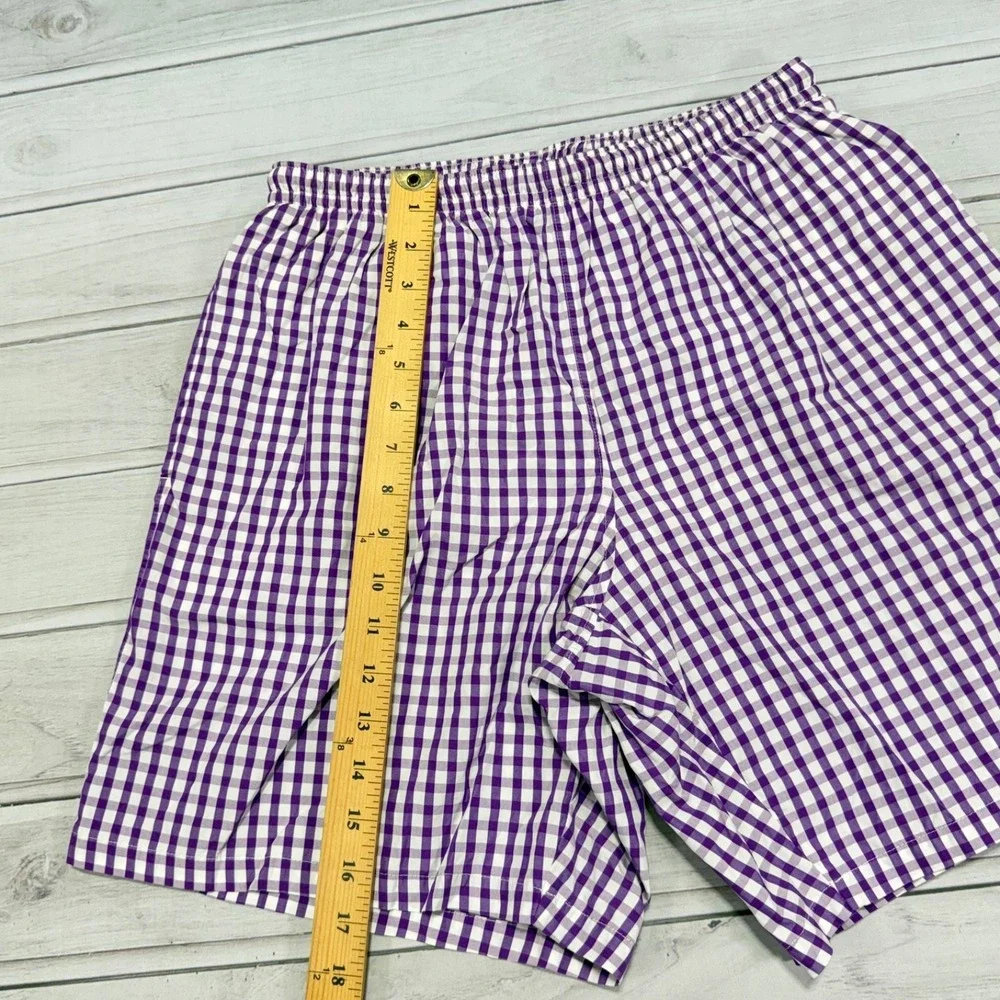 Ralph Lauren Purple Label‎ Swim Trunks Shorts Mens L Purple Check Bathing Suit